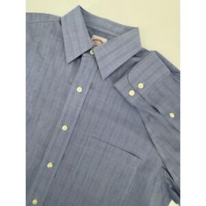 Brooks Brothers Shirt 14.5 Non Iron Button Down Dress Blue Plaid Men 2/3 346